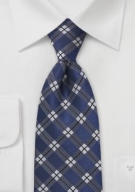 Modern Plaid Tie in Royal Blue