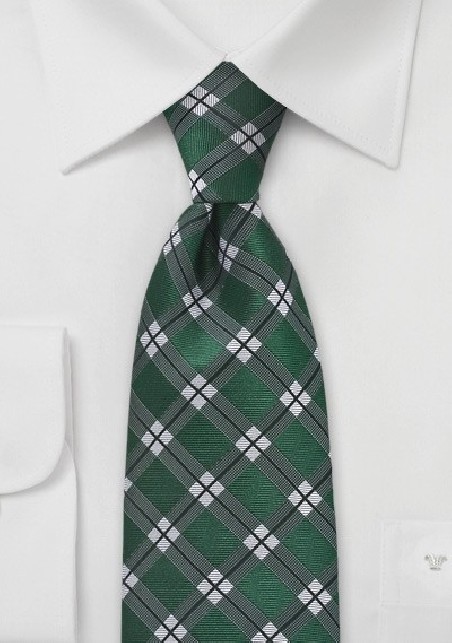 Sharp Plaid Tie in Hunter Green