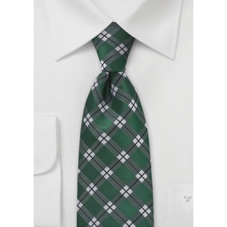 Sharp Plaid Tie in Hunter Green