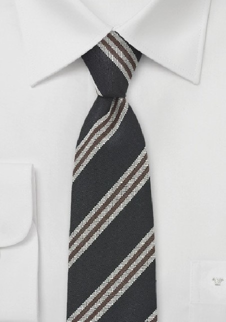 Skinny Necktie in Black, Brown, Gray