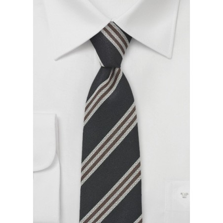 Skinny Necktie in Black, Brown, Gray