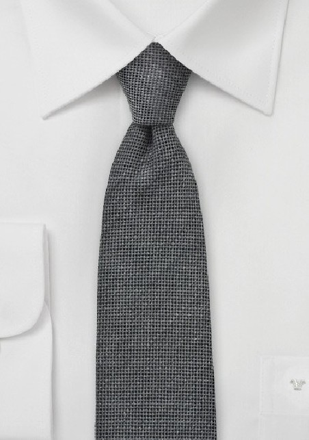 Worsted Wool Gray Skinny Tie