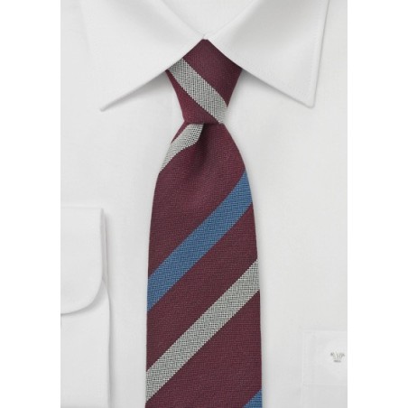 Wine Red Striped Skinny Tie by BlackBird