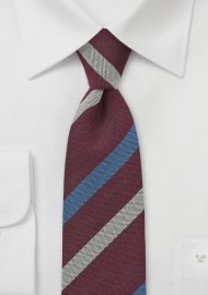 Wine Red Striped Skinny Tie by BlackBird