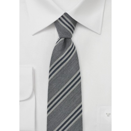 Skinny Striped Tie in Grays and Black