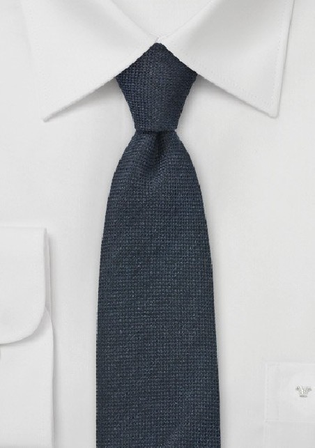 Midnight Blue Wool Skinny Necktie