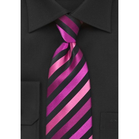 Diagonally Striped Tie in Pinks