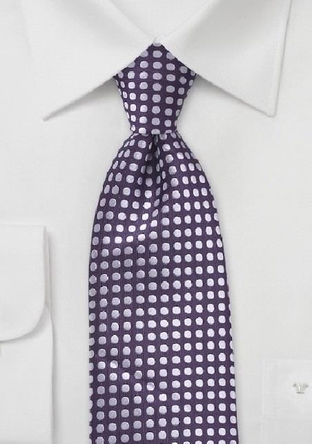 Deep Purple and Silver Polka Dot Tie