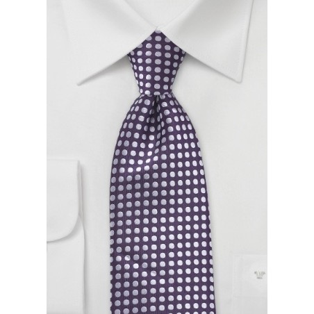 Deep Purple and Silver Polka Dot Tie