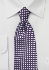 Deep Purple and Silver Polka Dot Tie