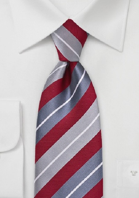 Silver and Red Striped Necktie