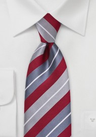 Silver and Red Striped Necktie