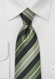 Striped Tie in Sage Greeens