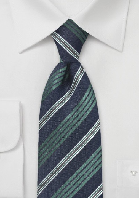 Classic Navy and Green Striped Tie