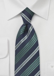 Classic Navy and Green Striped Tie