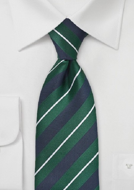 Classic Tie in Navy, Green and White