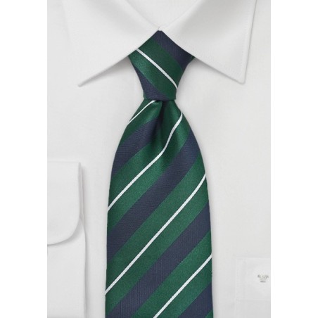 Classic Tie in Navy, Green and White