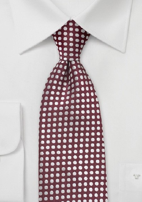 Modern Polka Dot Tie in Merlot