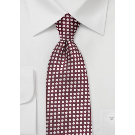 Modern Polka Dot Tie in Merlot