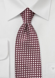 Modern Polka Dot Tie in Merlot