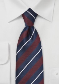 Striped Tie in Scarlet Red and Navy
