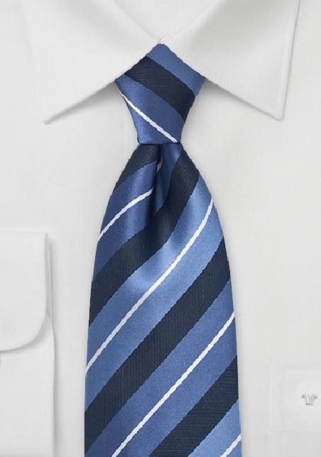 Modern Striped Tie in Nautical Blues