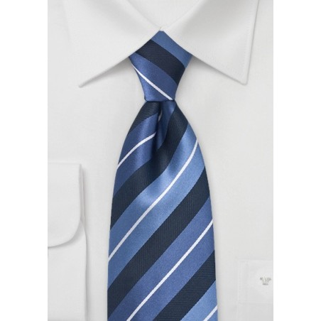 Modern Striped Tie in Nautical Blues