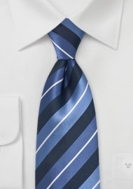 Modern Striped Tie in Nautical Blues