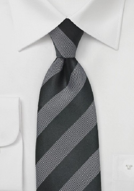 Black and Gray Textured Striped Tie