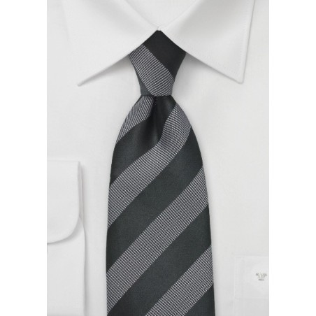 Black and Gray Textured Striped Tie