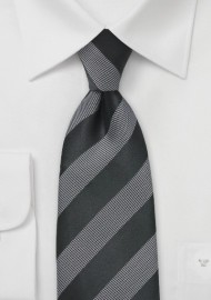 Black and Gray Textured Striped Tie