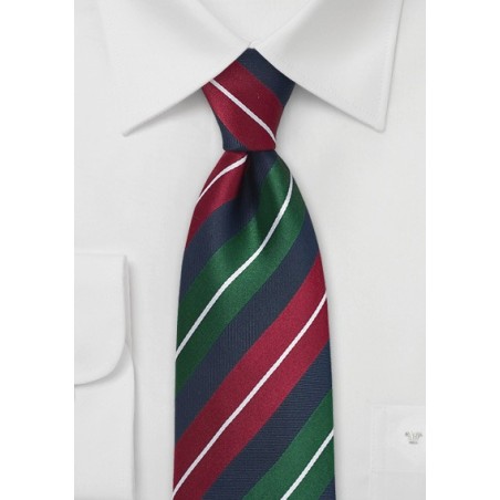 Striped Tie in Red, Hunter-Green, and Navy