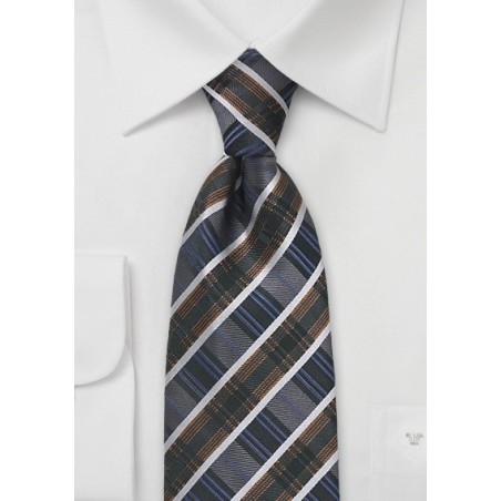 Art Deco Striped Tie in Greys and Blues
