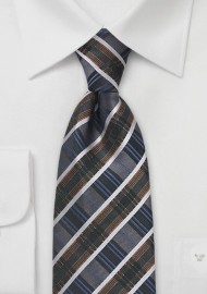 Art Deco Striped Tie in Greys and Blues