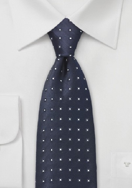 Square Patterned Tie in Vintage Navy