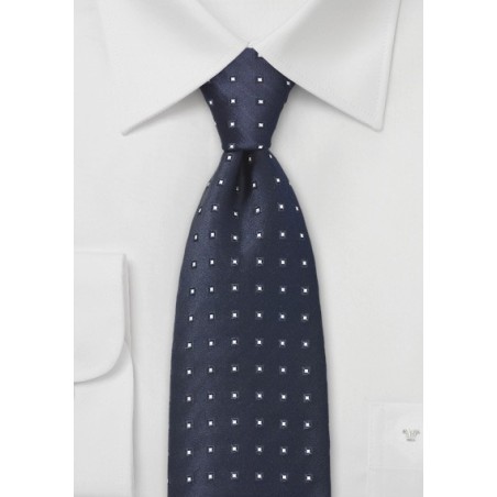 Square Patterned Tie in Vintage Navy