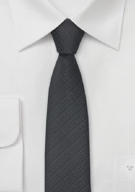 Trendy Plaid Tie in Charcoal and Black