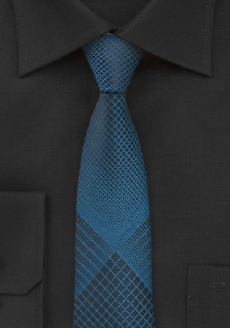Teal and Black Skinny Necktie