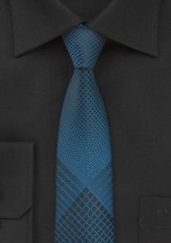 Teal and Black Skinny Necktie
