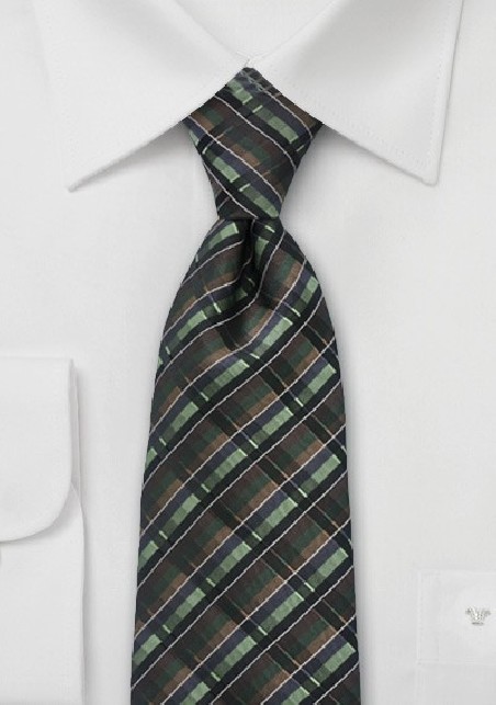 Modern Tie in Autumn Greens