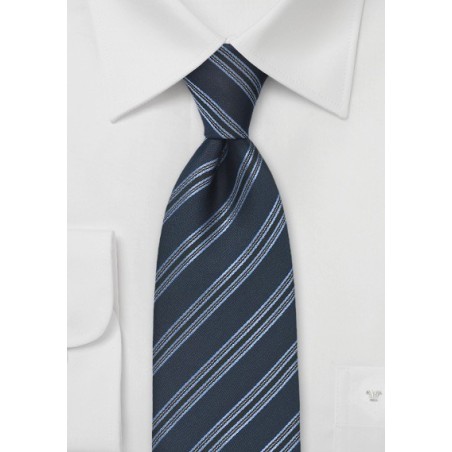 Savvy Striped Tie in Navy and Black