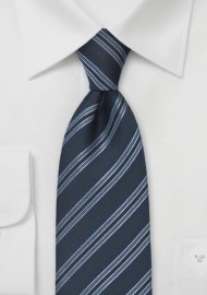 Savvy Striped Tie in Navy and Black