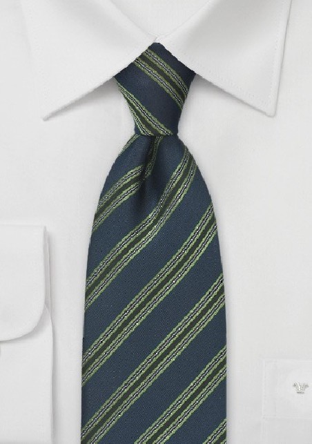 Striped Tie in Navy and Green