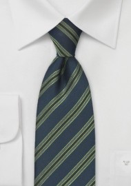 Striped Tie in Navy and Green