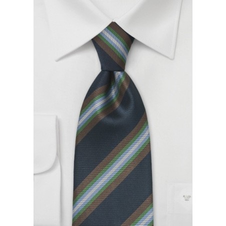 Large Striped Tie in Navy Blue