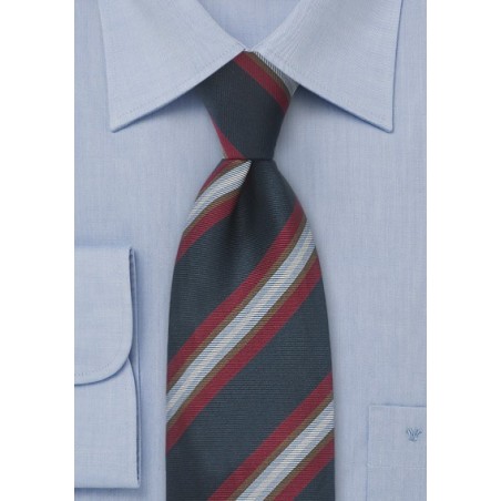 Wide Striped Tie in Navy and Red