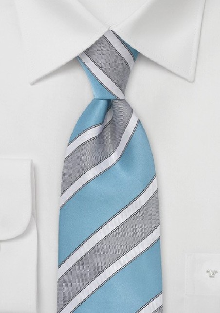 Wide Striped Tie in Adriatic Blue