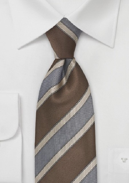 Striped Tie in Cognac