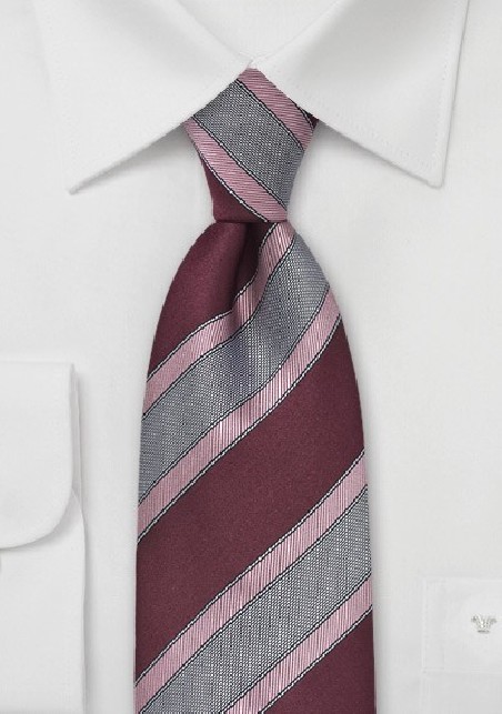 Striped Tie in Aged Merlot