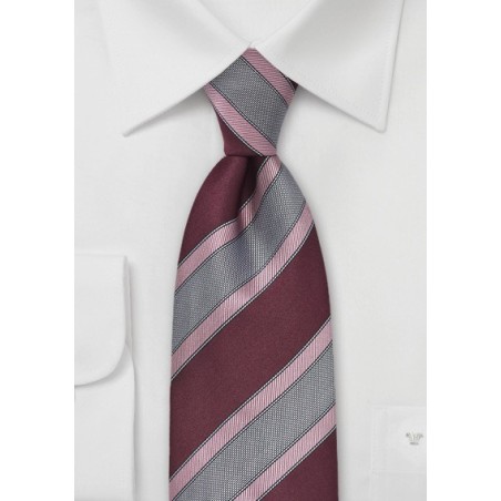 Striped Tie in Aged Merlot